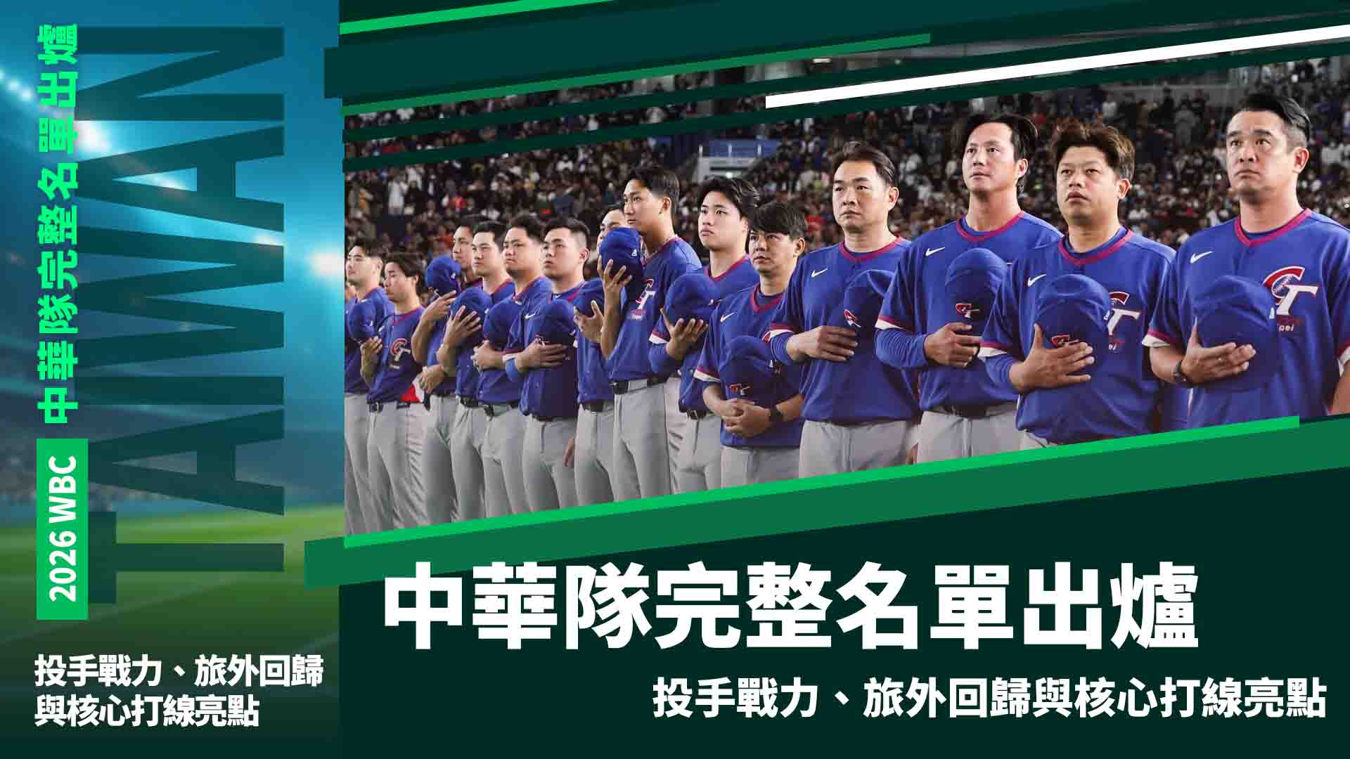 2026 WBC中華隊名單出爐：投手戰力、旅外回歸與核心打線亮點